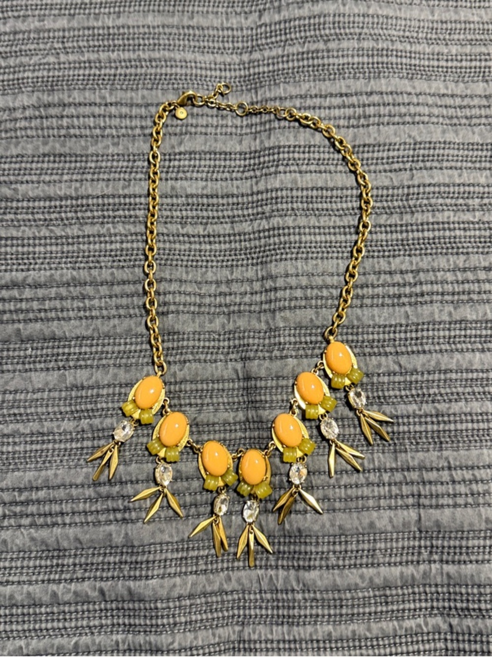 JCREW Gold-Tone Peach & Green Statement Necklace